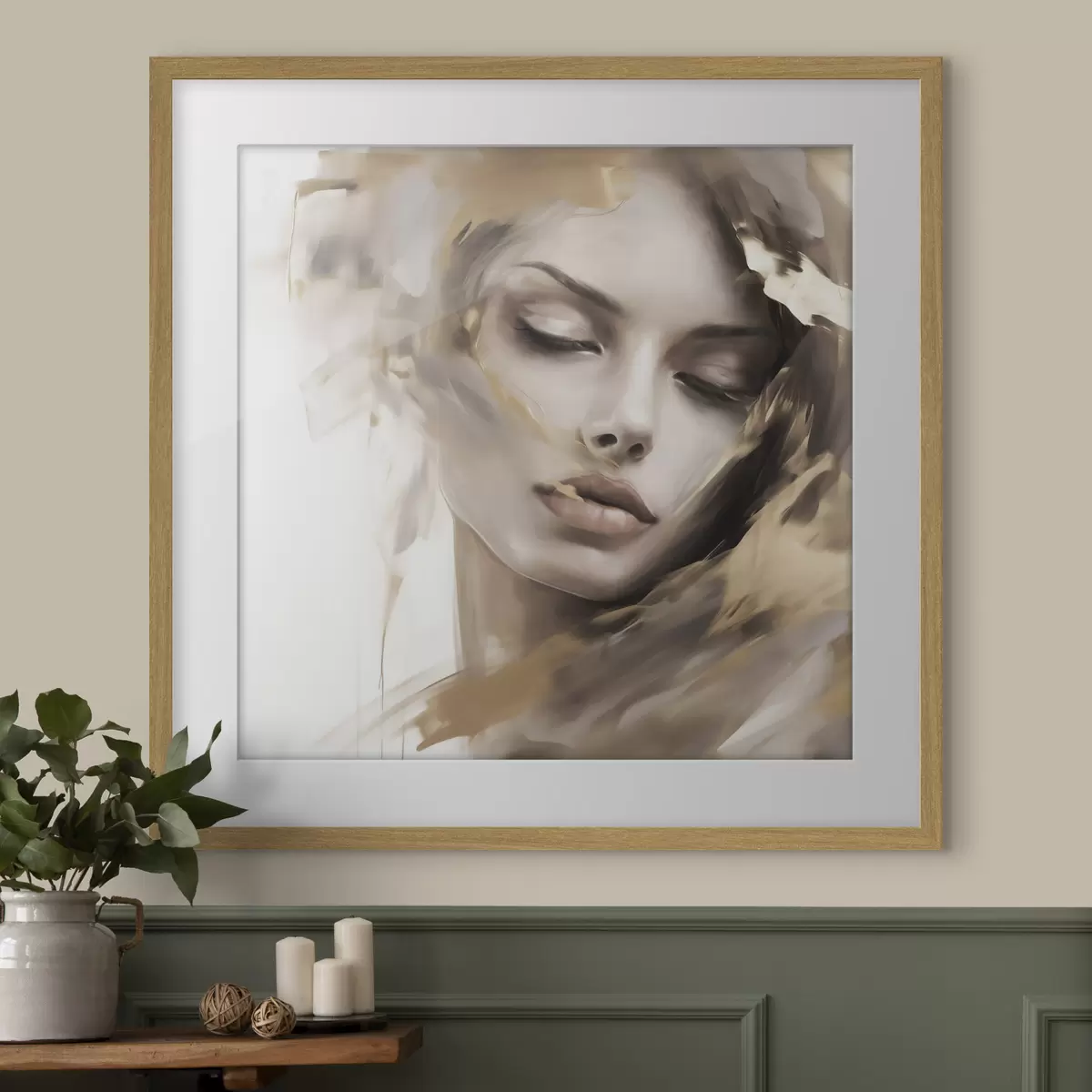 Poster Ritratto astratto di una ragazza, imitazione di un dipinto f49131