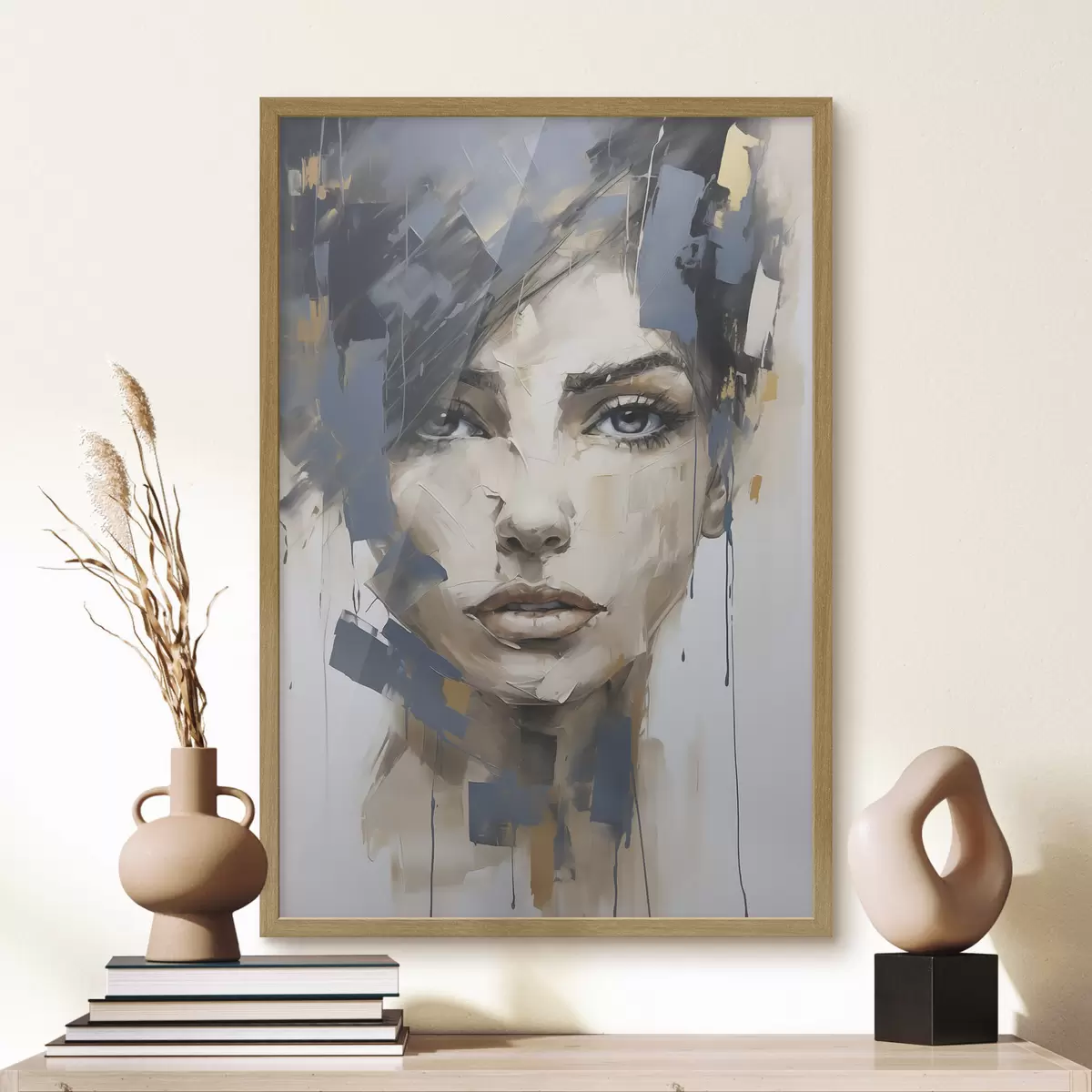 Poster Ritratto astratto di una ragazza, imitazione di un dipinto f49141