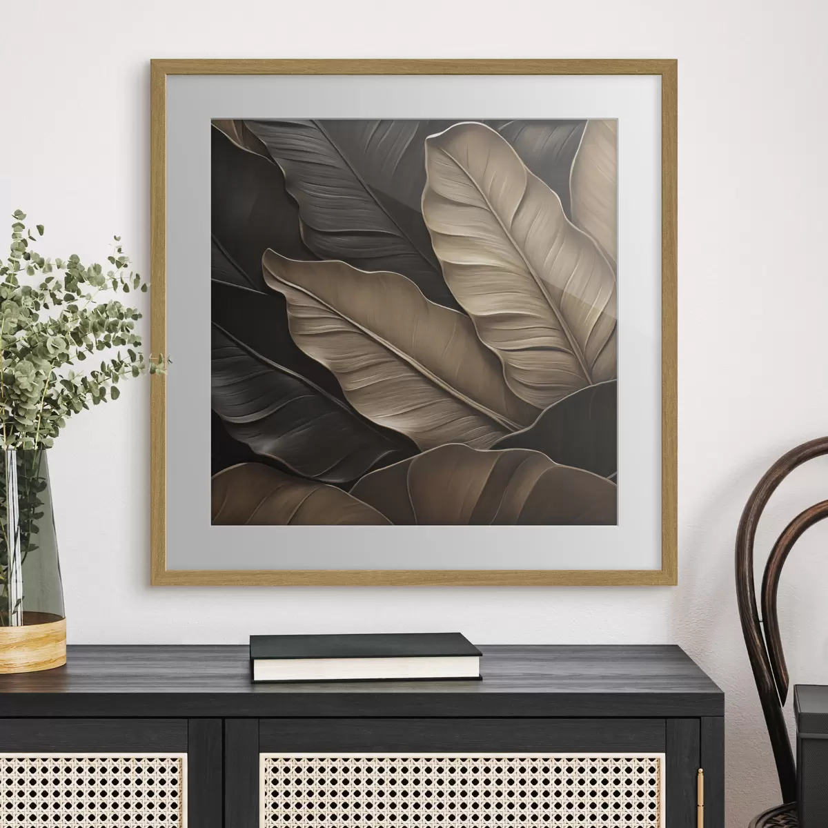 Poster Foglie, immagine piatta, imitazione di pennellate a rilievo f49143