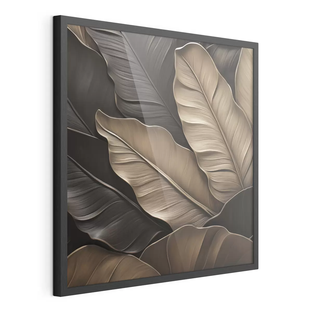 Poster Foglie, immagine piatta, imitazione di pennellate a rilievo f49143