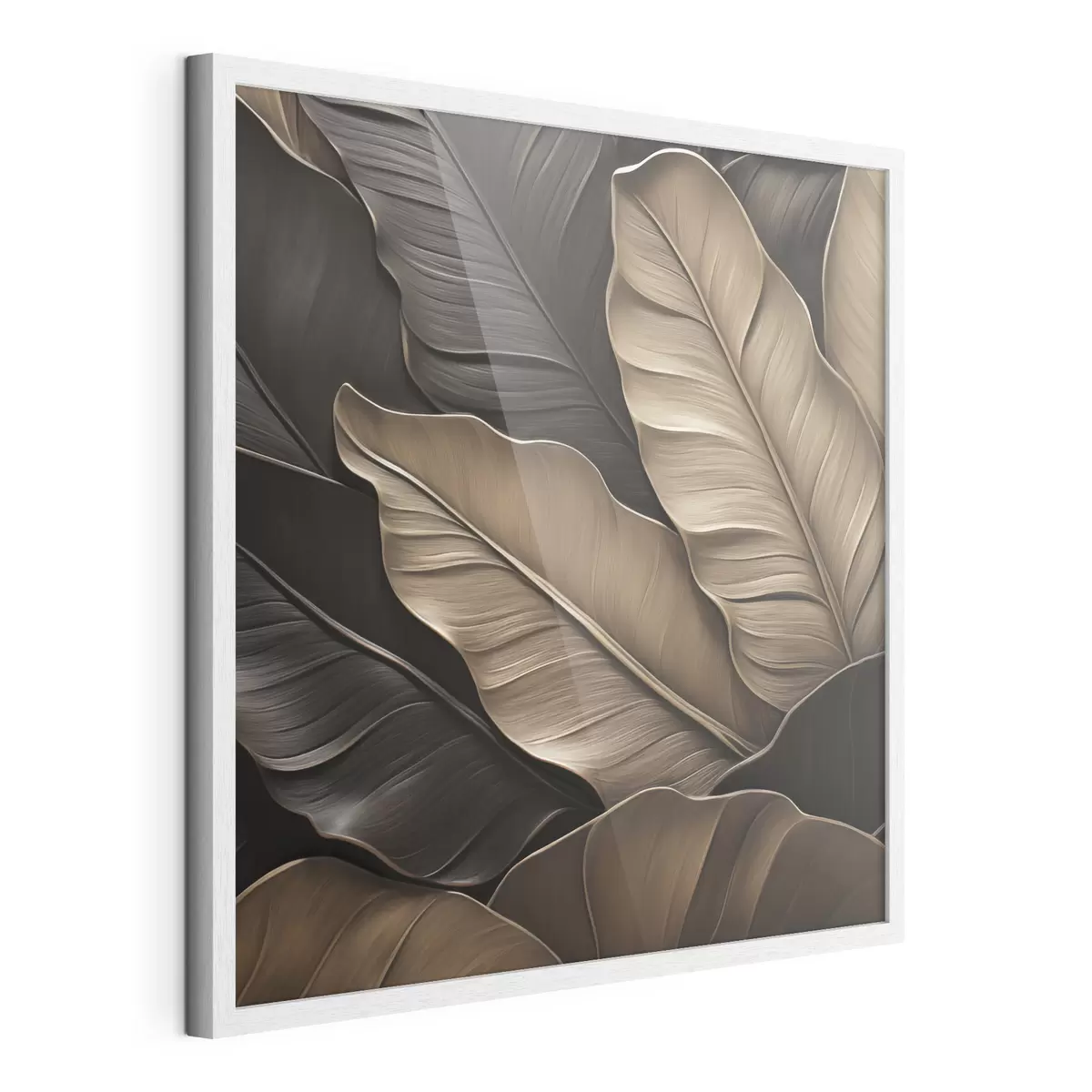 Poster Foglie, immagine piatta, imitazione di pennellate a rilievo f49143