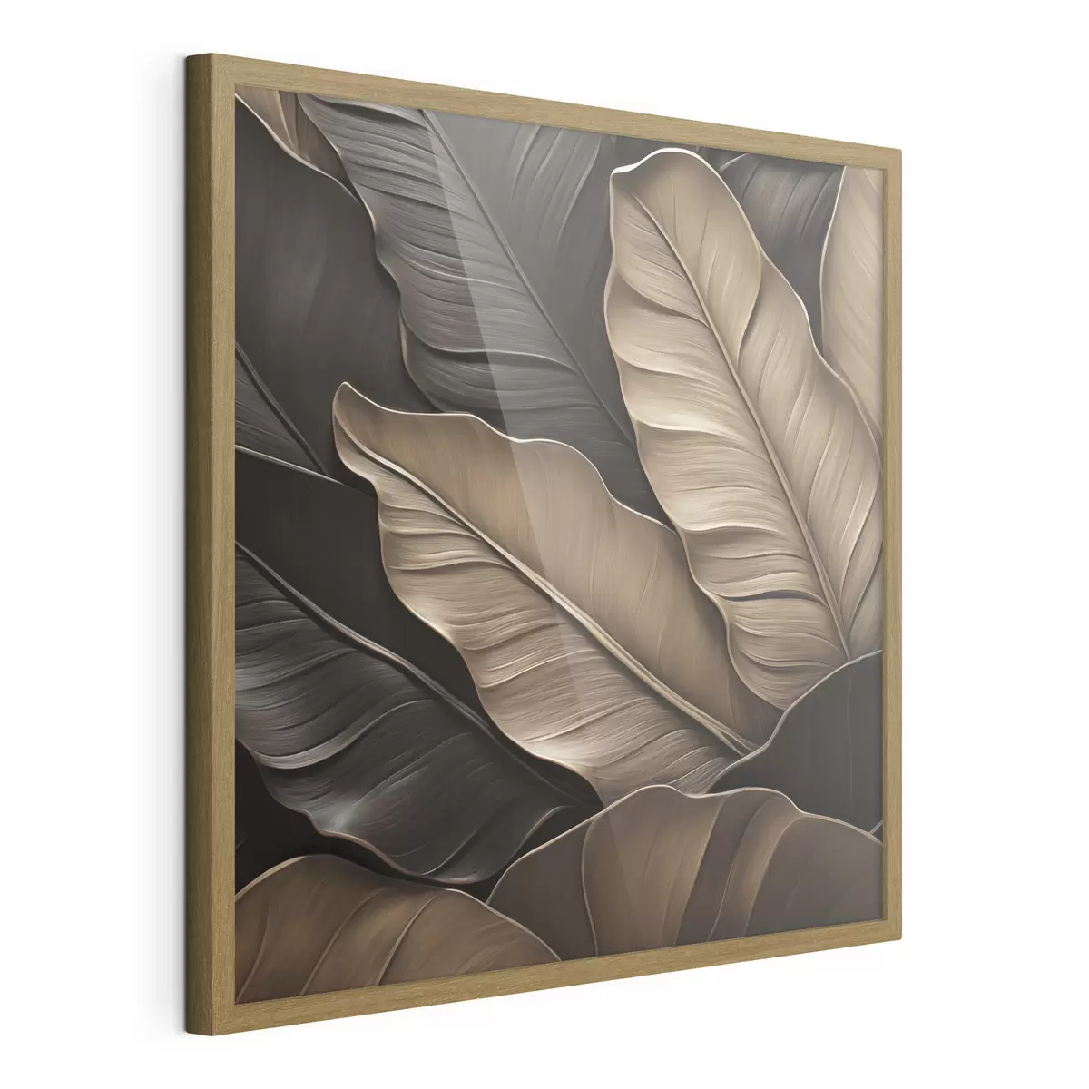 Poster Foglie, immagine piatta, imitazione di pennellate a rilievo f49143