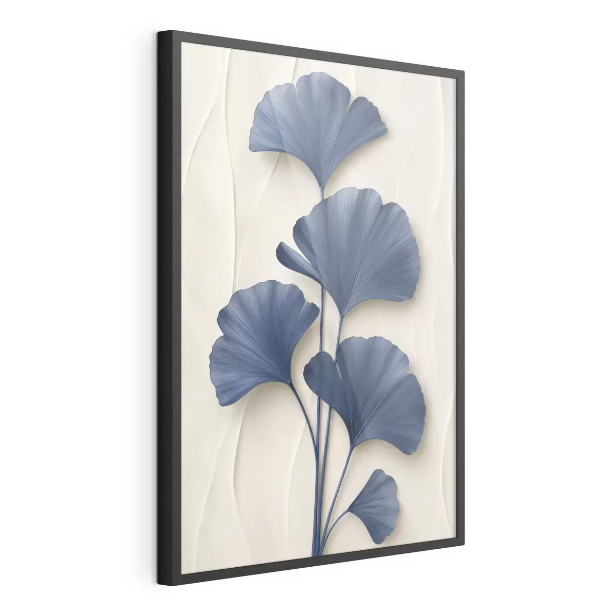 Poster Foglie di ginkgo su uno sfondo chiaro, un'immagine piatta con un effetto che simula la profondità di campo f49298