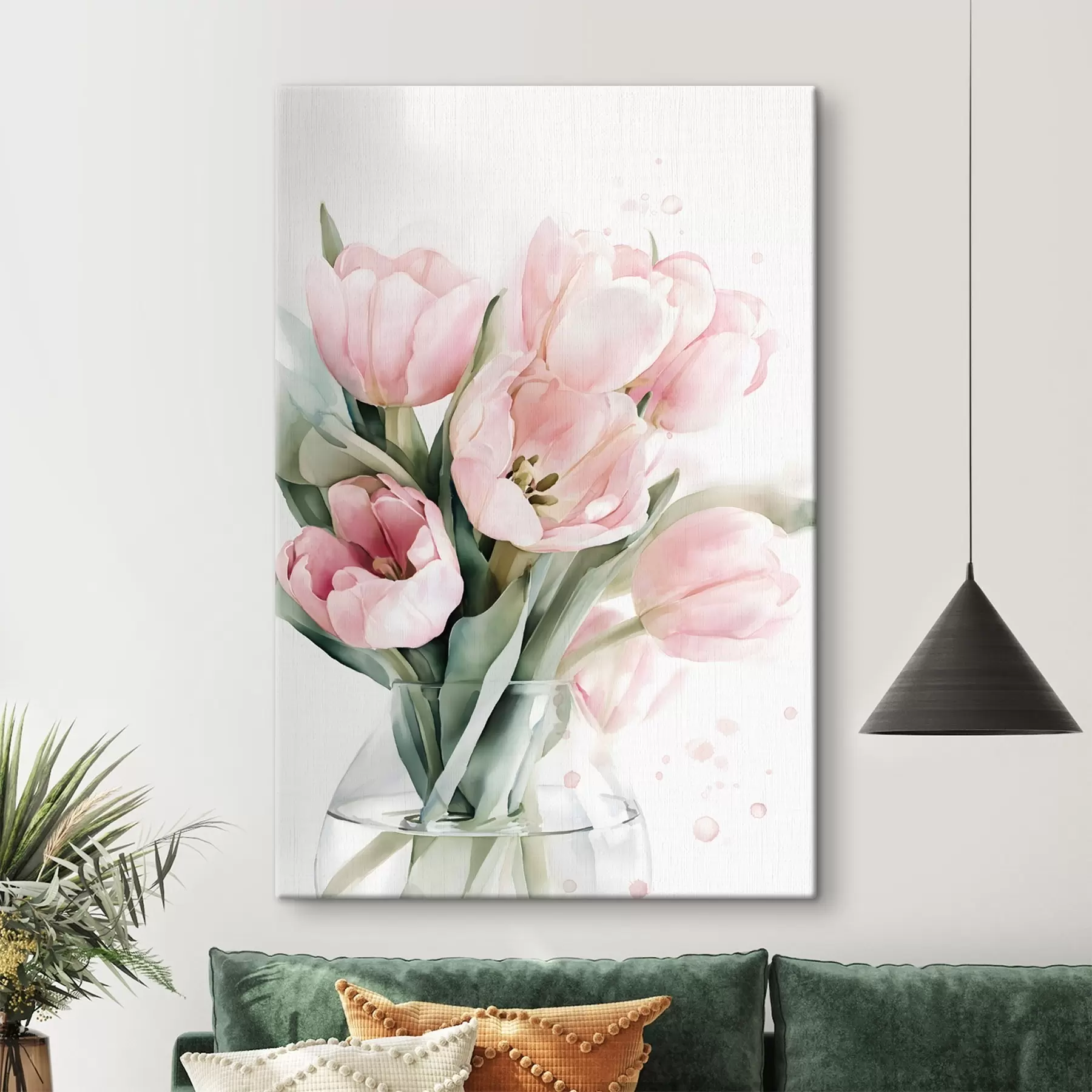 carta da parati Delicati tulipani rosa in stile acquerello nr. s49225