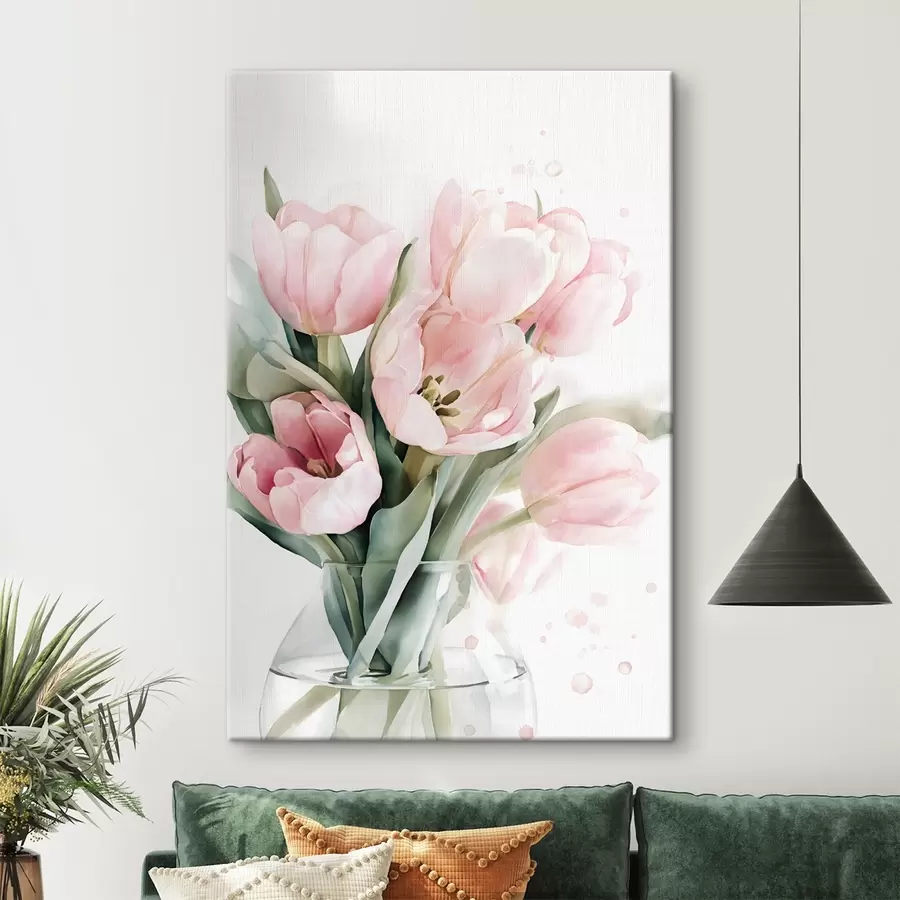 carta da parati Delicati tulipani rosa in stile acquerello nr. s49225