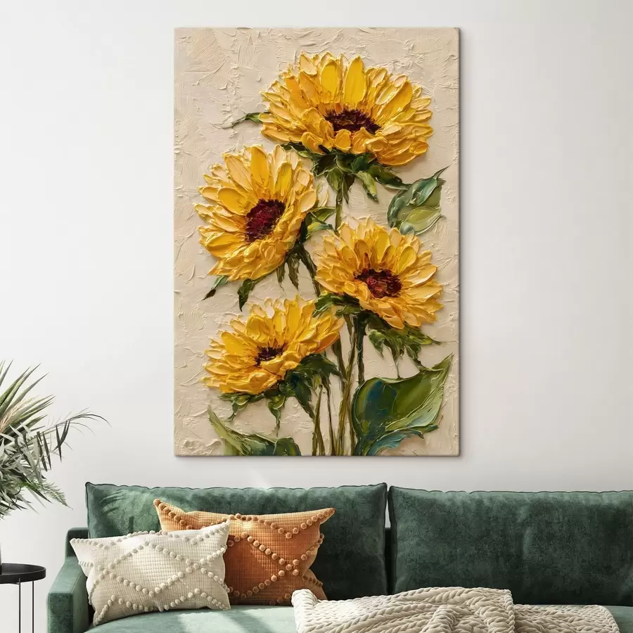 carta da parati Girasoli rigogliosi in stile impasto nr. s49231