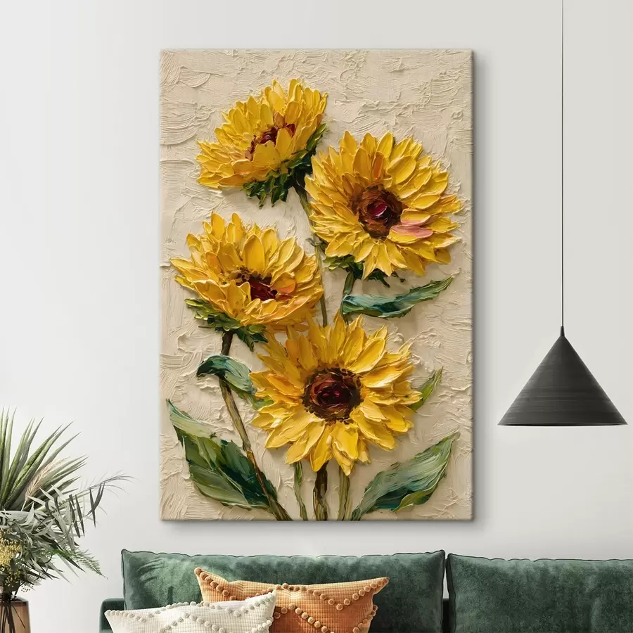 carta da parati Girasoli rigogliosi in stile impasto nr. s49232