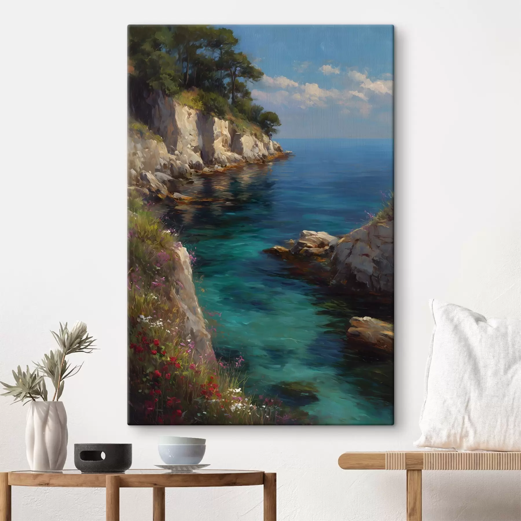 carta da parati Un porto marittimo raffigurato in stile pittura a olio nr. s49239