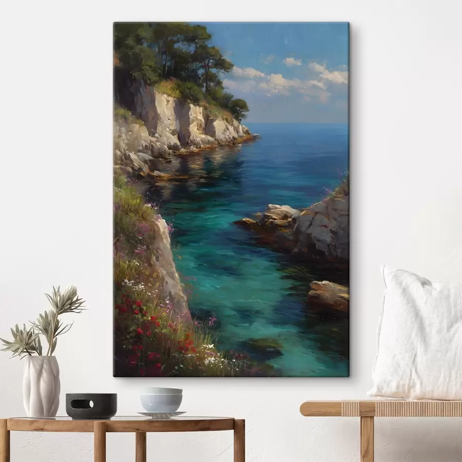 carta da parati Un porto marittimo raffigurato in stile pittura a olio nr. s49239