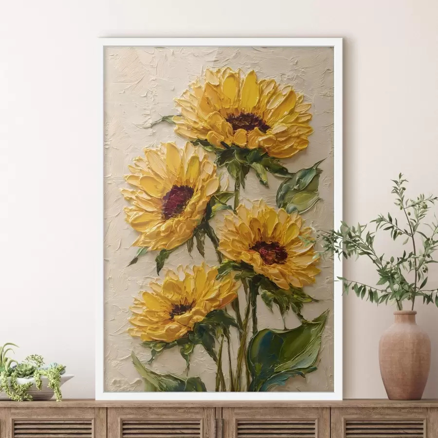 carta da parati Girasoli rigogliosi in stile impasto nr. f49231