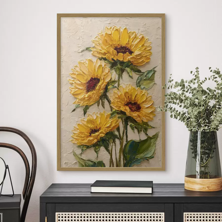 carta da parati Girasoli rigogliosi in stile impasto nr. f49231