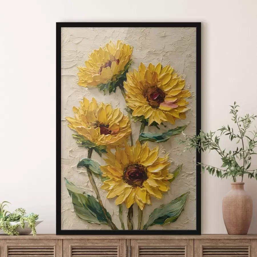 carta da parati Girasoli rigogliosi in stile impasto nr. f49232