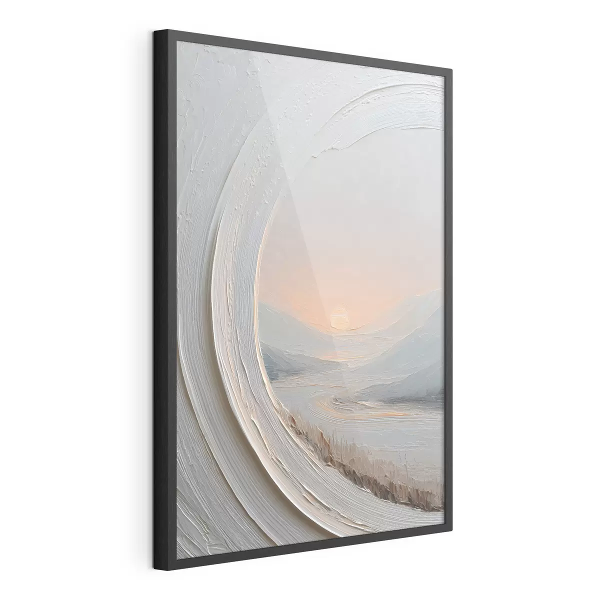 Poster Un dipinto di paesaggio in una cornice rotonda f49235