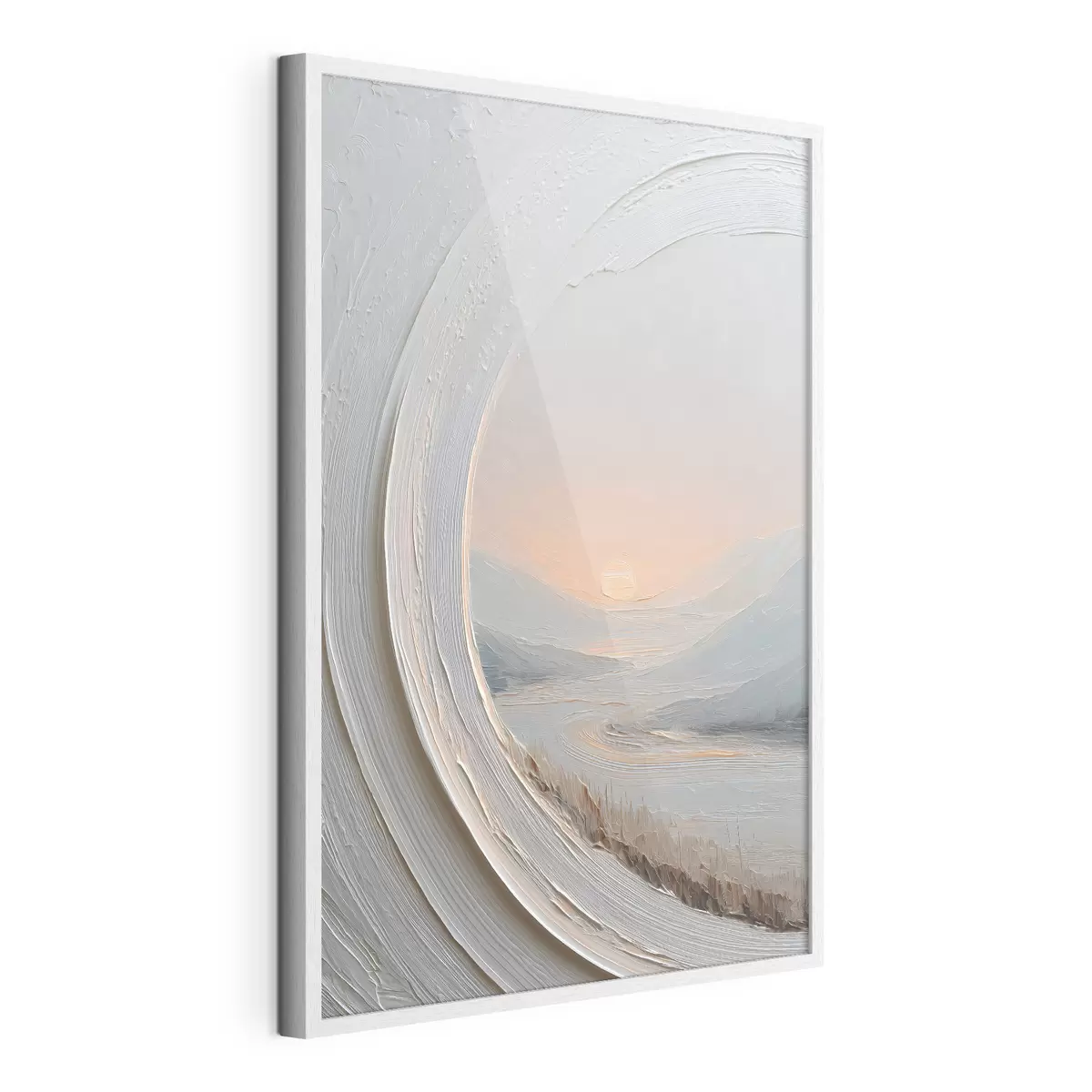 Poster Un dipinto di paesaggio in una cornice rotonda f49235