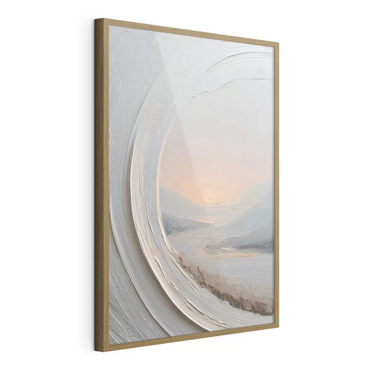 Poster Un dipinto di paesaggio in una cornice rotonda f49235