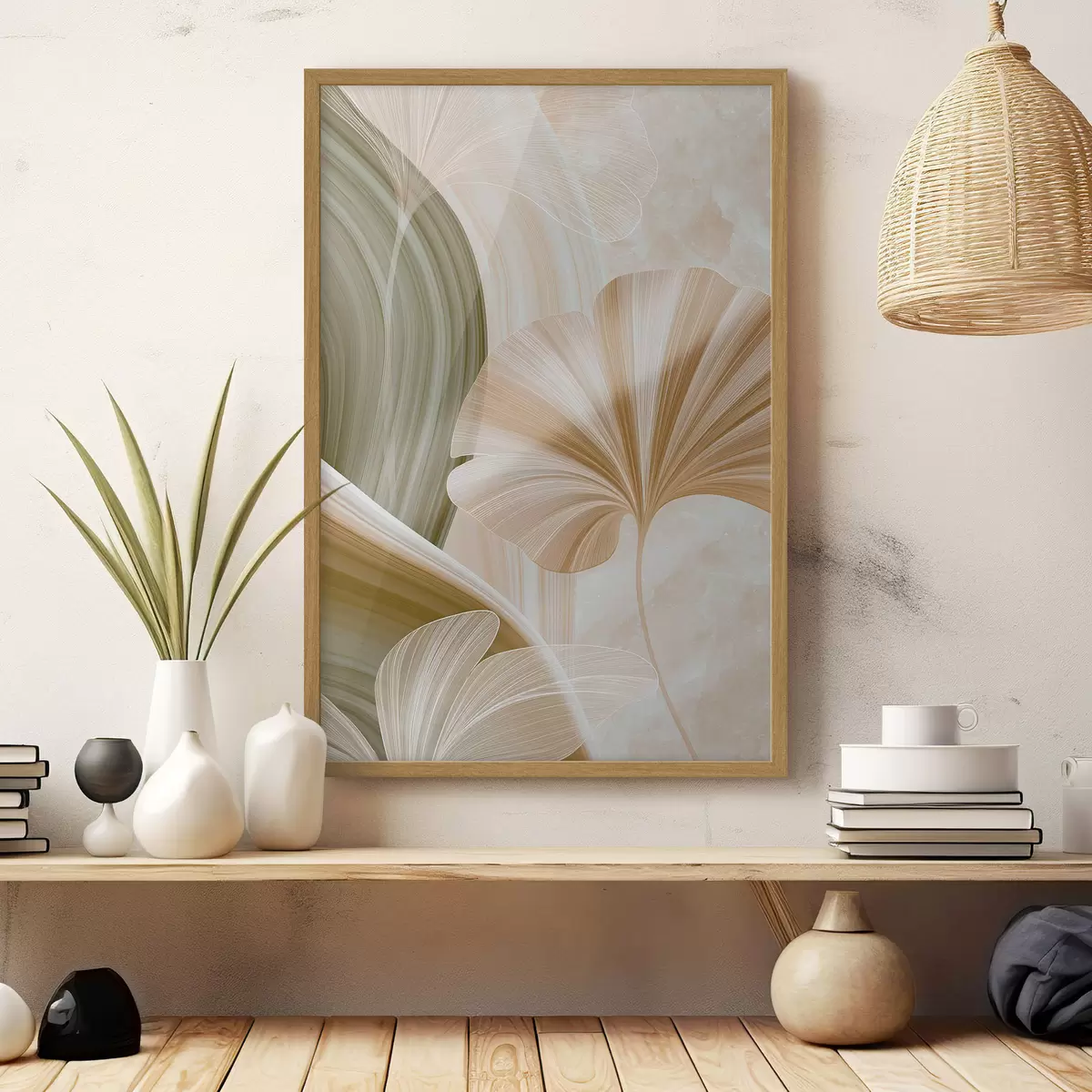 Poster Una composizione botanica con foglie delicate f49349