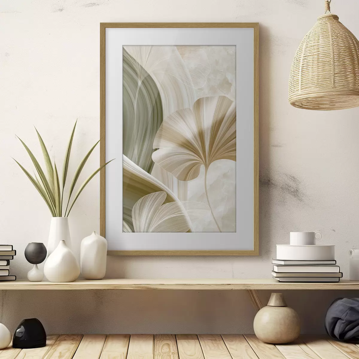 Poster Una composizione botanica con foglie delicate f49349