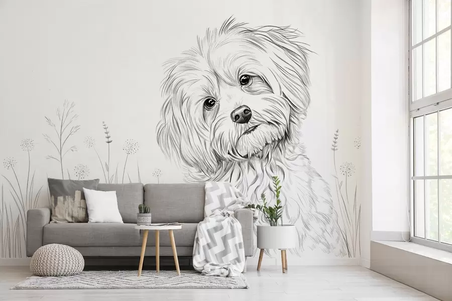 carta da parati Un simpatico disegno di un cane nell'erba nr. w05656