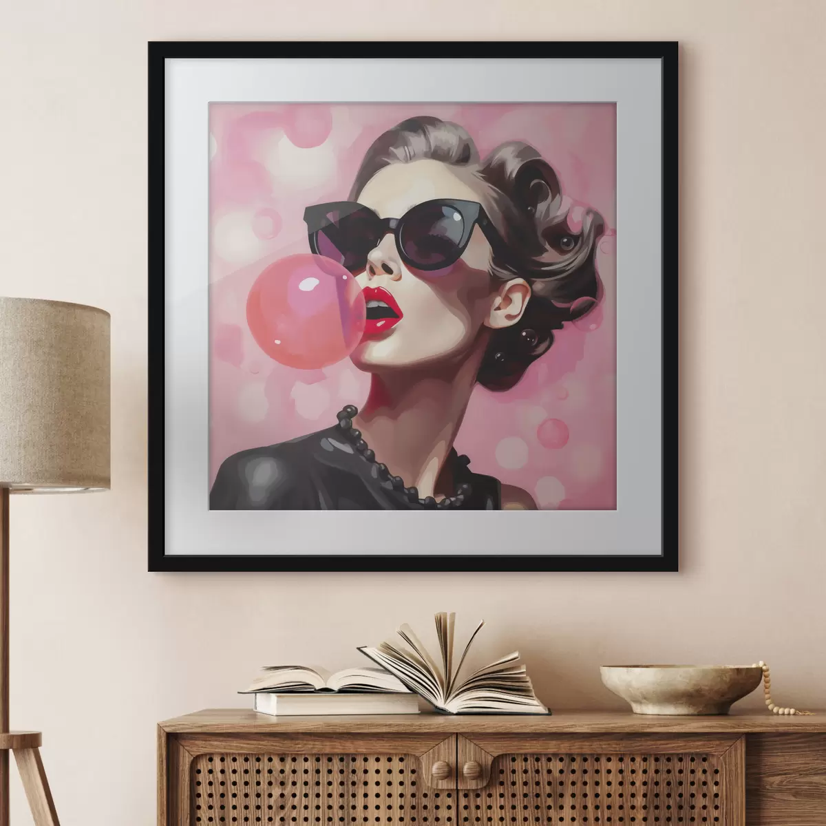 Poster Illustrazione in stile "Ragazza con occhiali da sole" f49385
