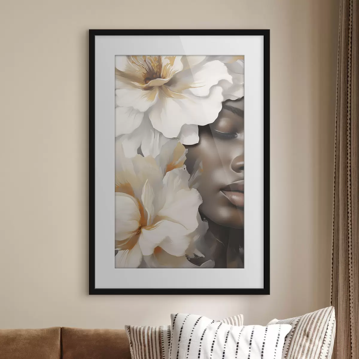 Poster Il volto di una ragazza tra i fiori f49391