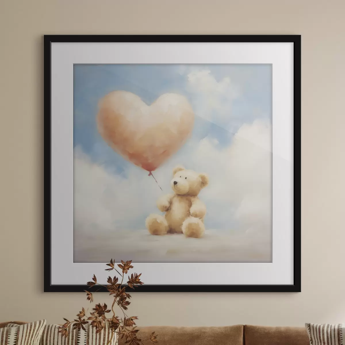 Poster Dipinto che riproduce un orso e un cuore f49396