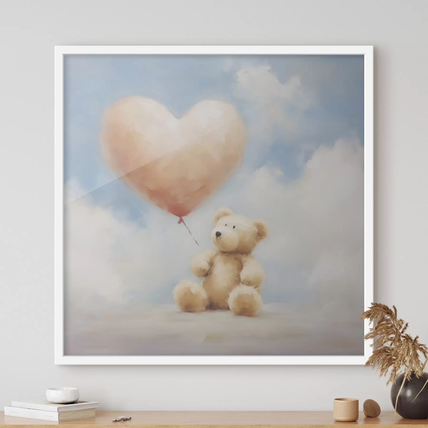 carta da parati Dipinto che riproduce un orso e un cuore nr. f49396