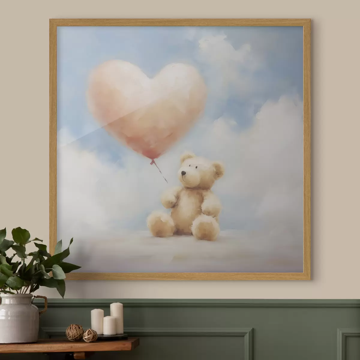 Poster Dipinto che riproduce un orso e un cuore f49396