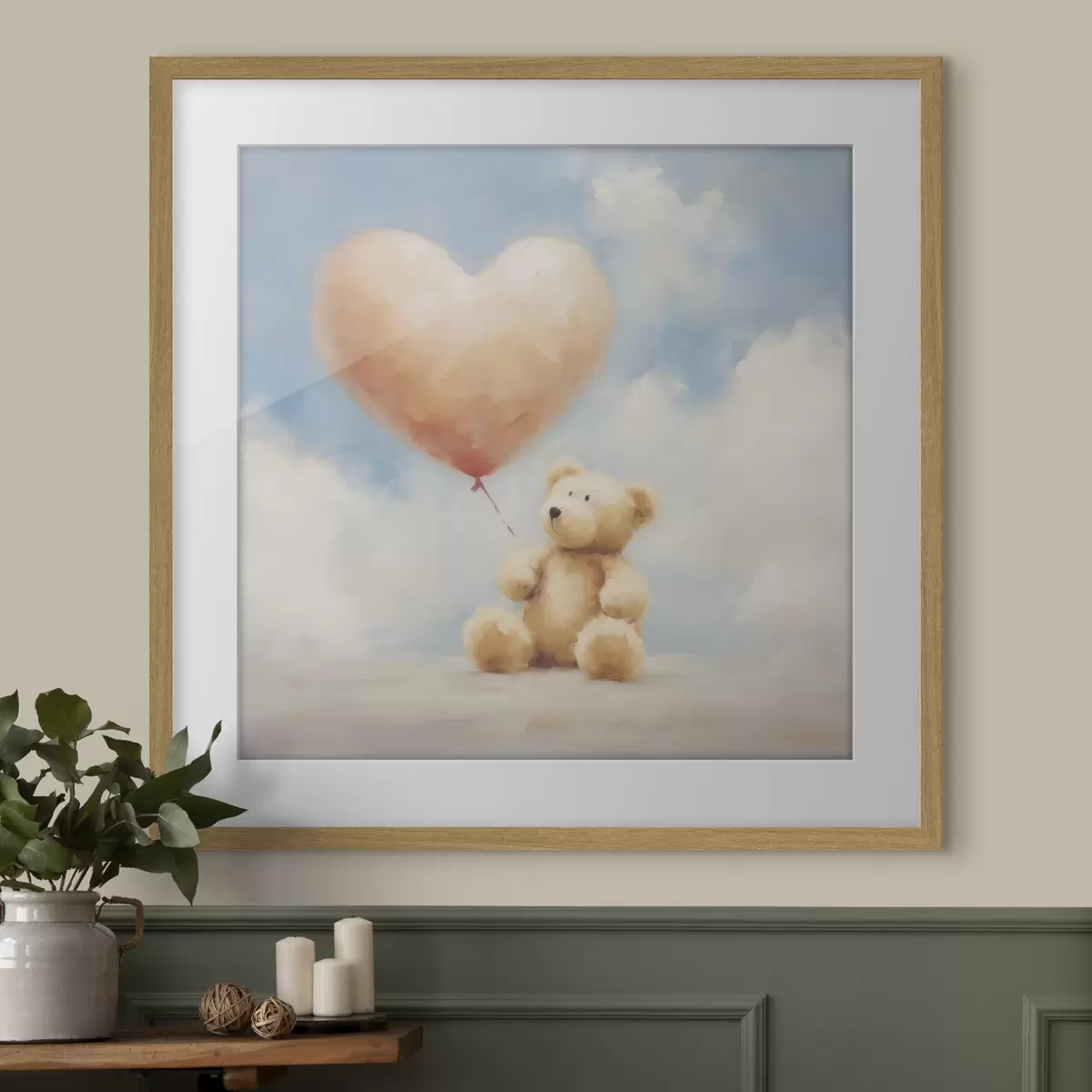 Poster Dipinto che riproduce un orso e un cuore f49396