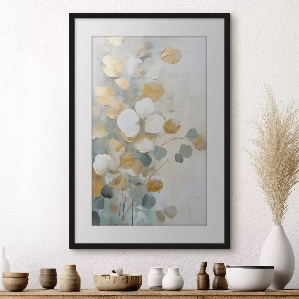Poster Foglie astratte imitazione di pittura f49400