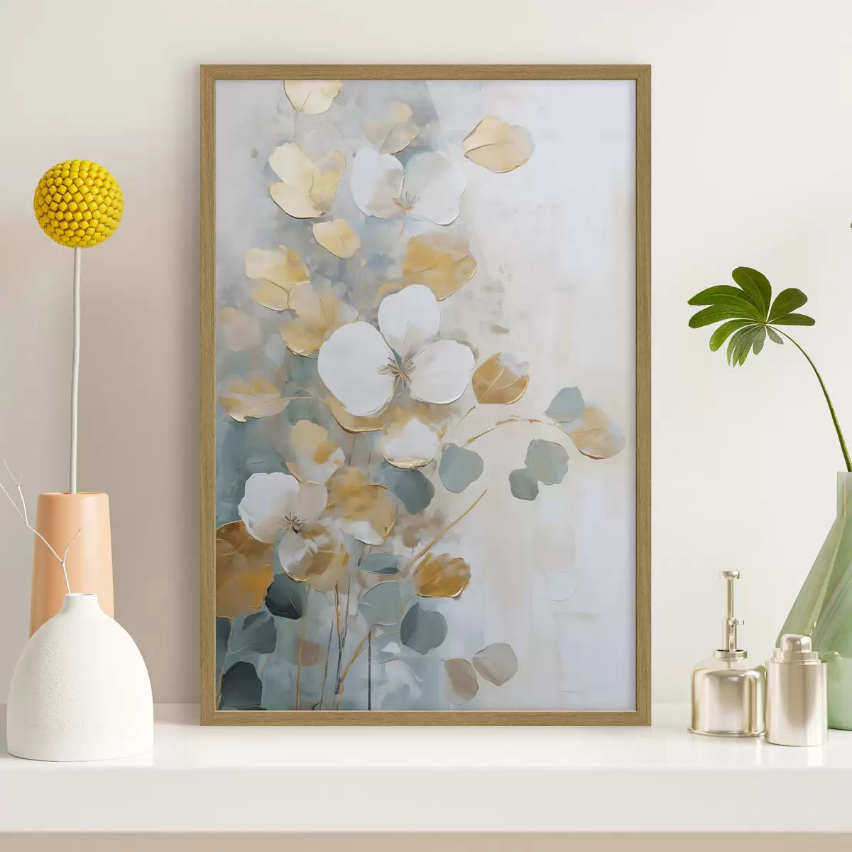 Poster Foglie astratte imitazione di pittura f49400