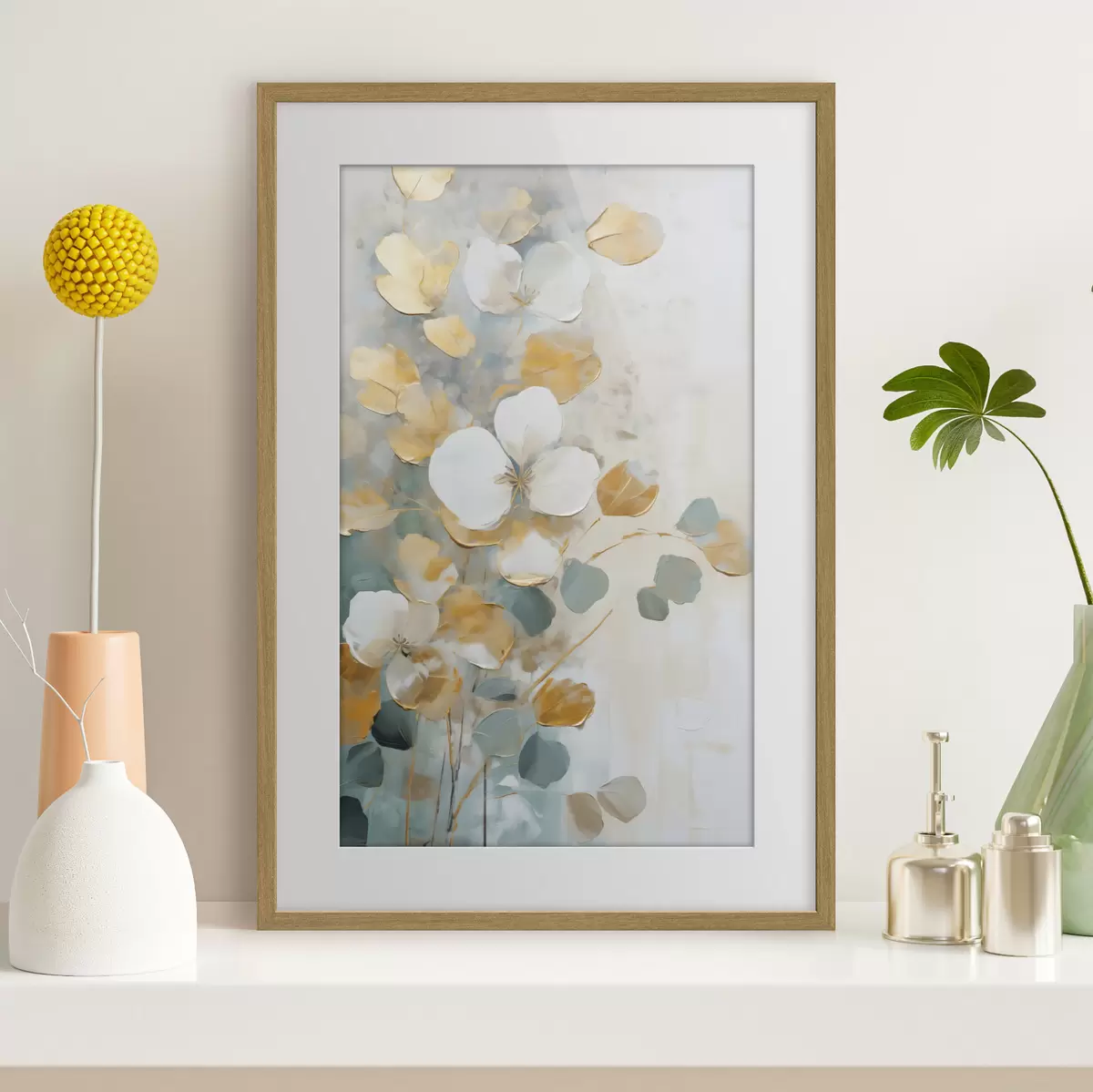 Poster Foglie astratte imitazione di pittura f49400