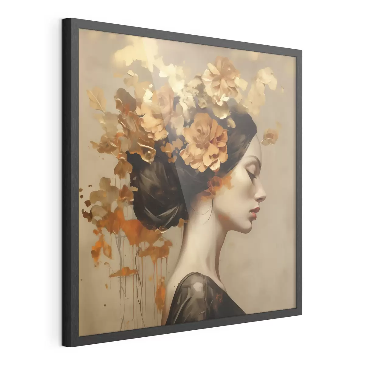 Poster Dipinto in stile imitativo raffigurante una ragazza con dei fiori tra i capelli f49401