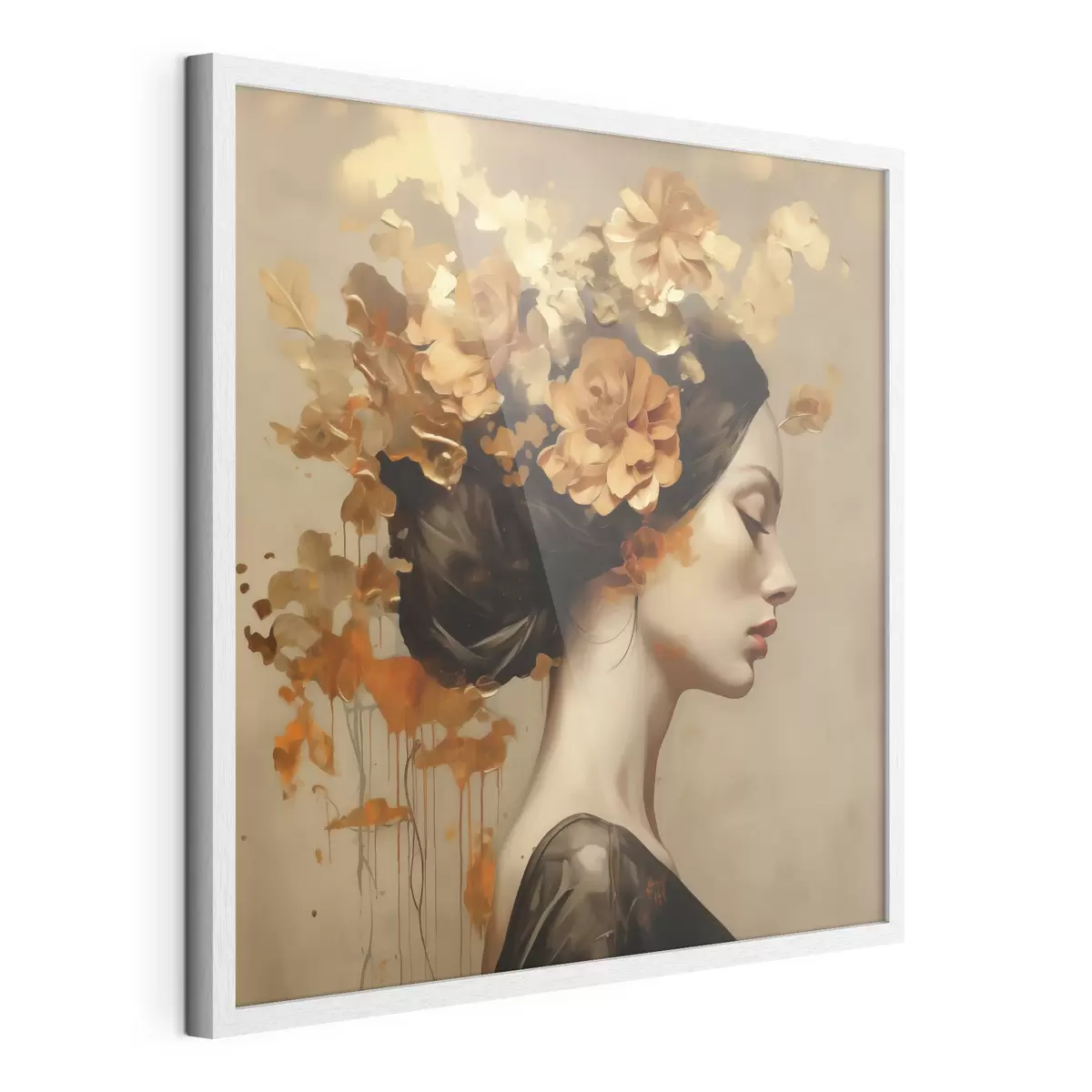 Poster Dipinto in stile imitativo raffigurante una ragazza con dei fiori tra i capelli f49401