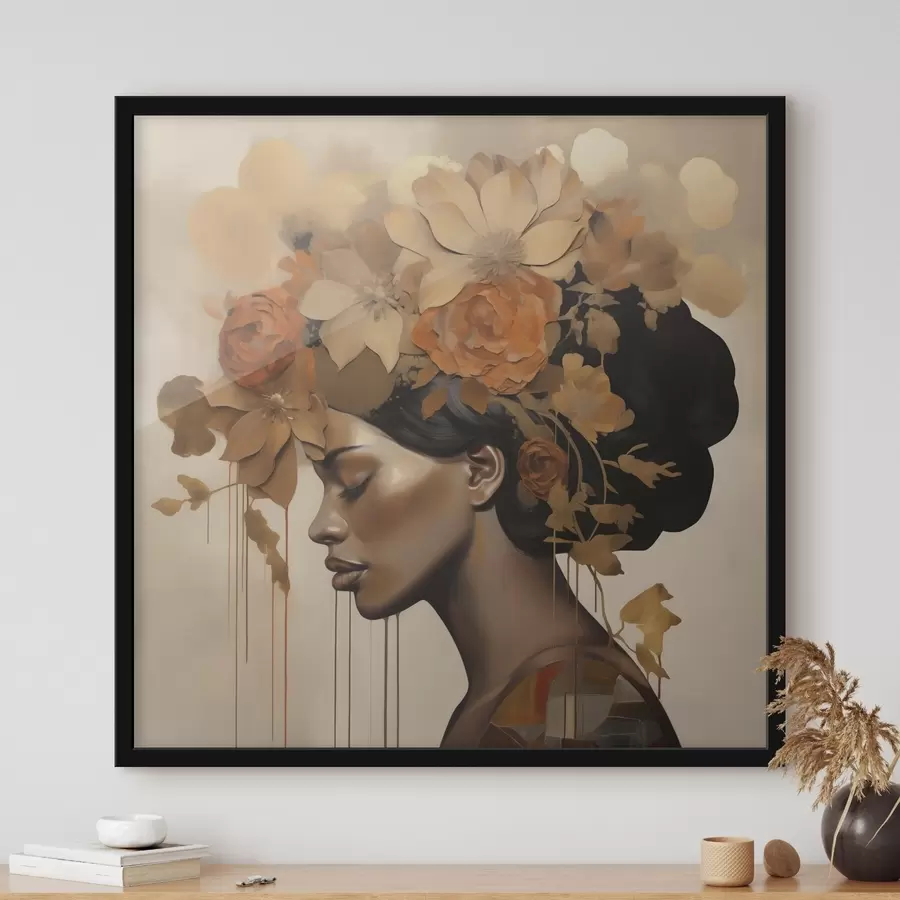 carta da parati Dipinto in stile imitativo raffigurante una ragazza con dei fiori tra i capelli nr. f49402