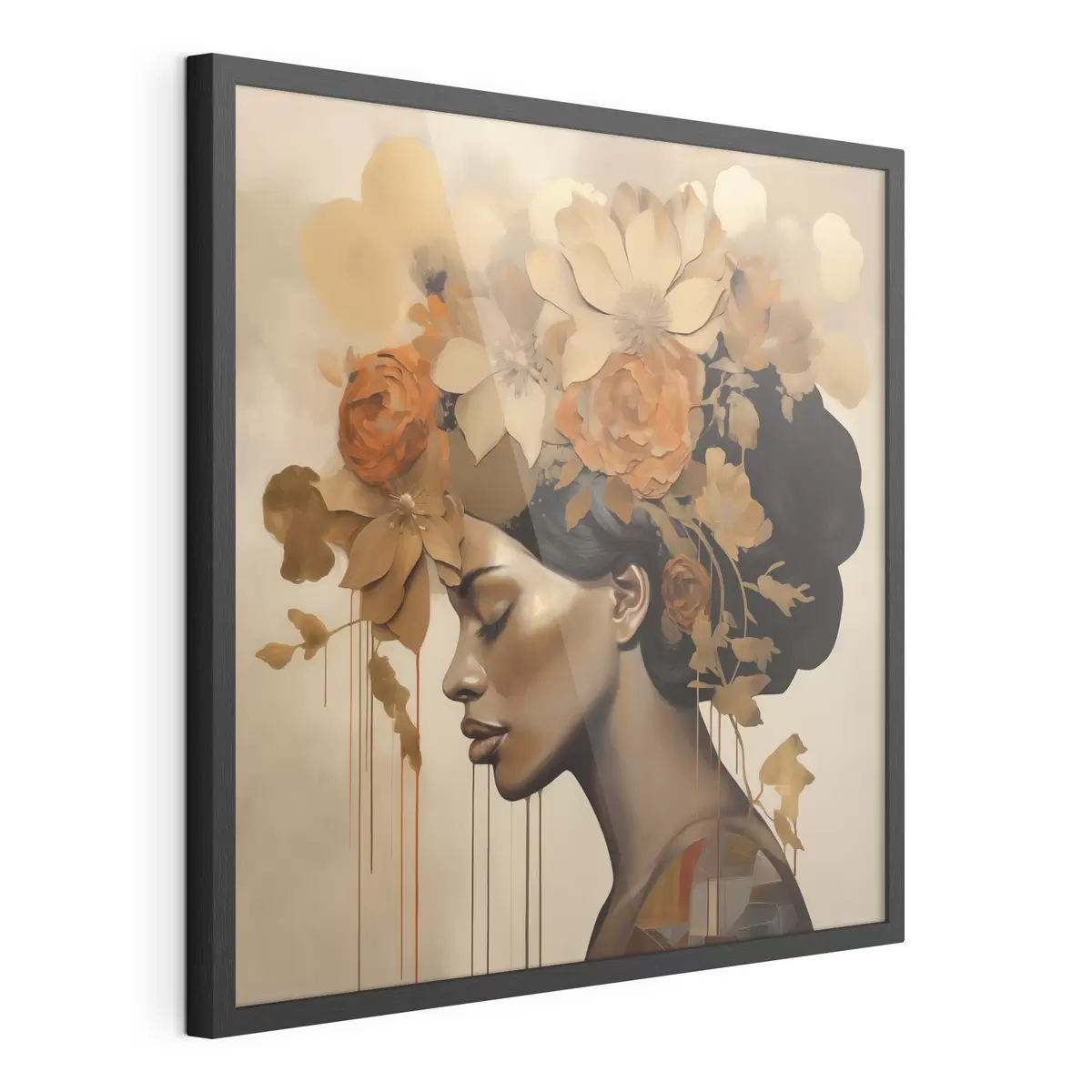 Poster Dipinto in stile imitativo raffigurante una ragazza con dei fiori tra i capelli f49402