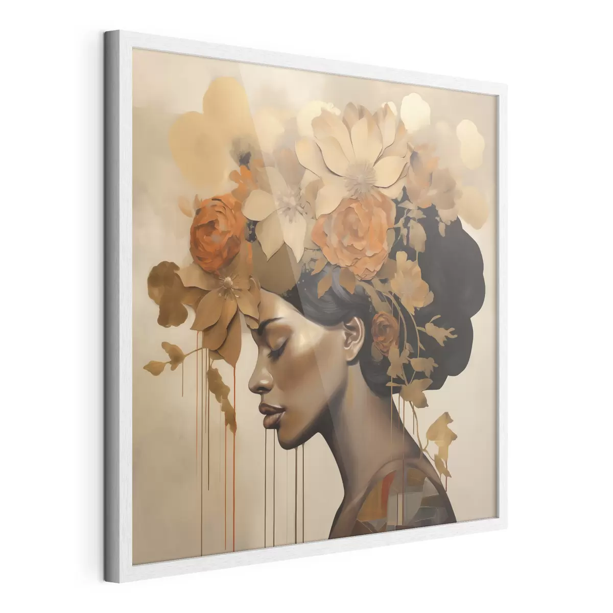 Poster Dipinto in stile imitativo raffigurante una ragazza con dei fiori tra i capelli f49402