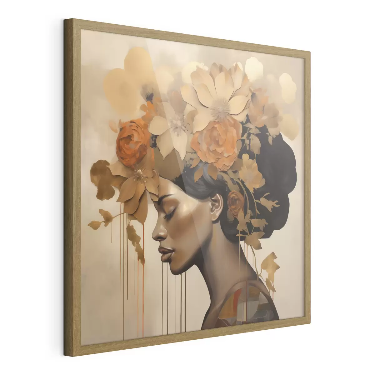 Poster Dipinto in stile imitativo raffigurante una ragazza con dei fiori tra i capelli f49402