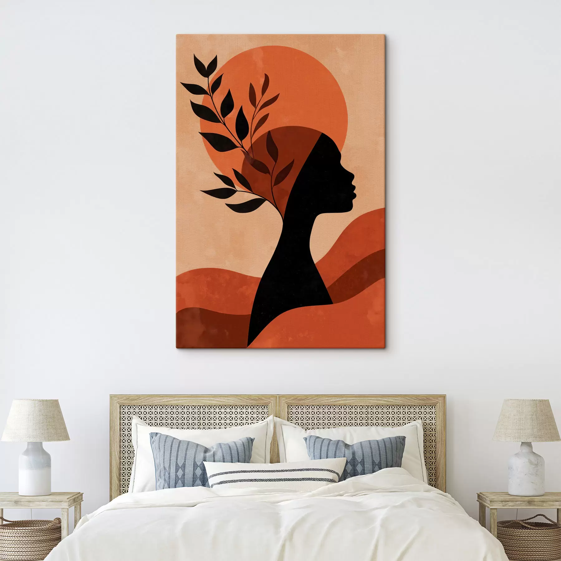 carta da parati Silhouette di una donna con foglie nr. s49440