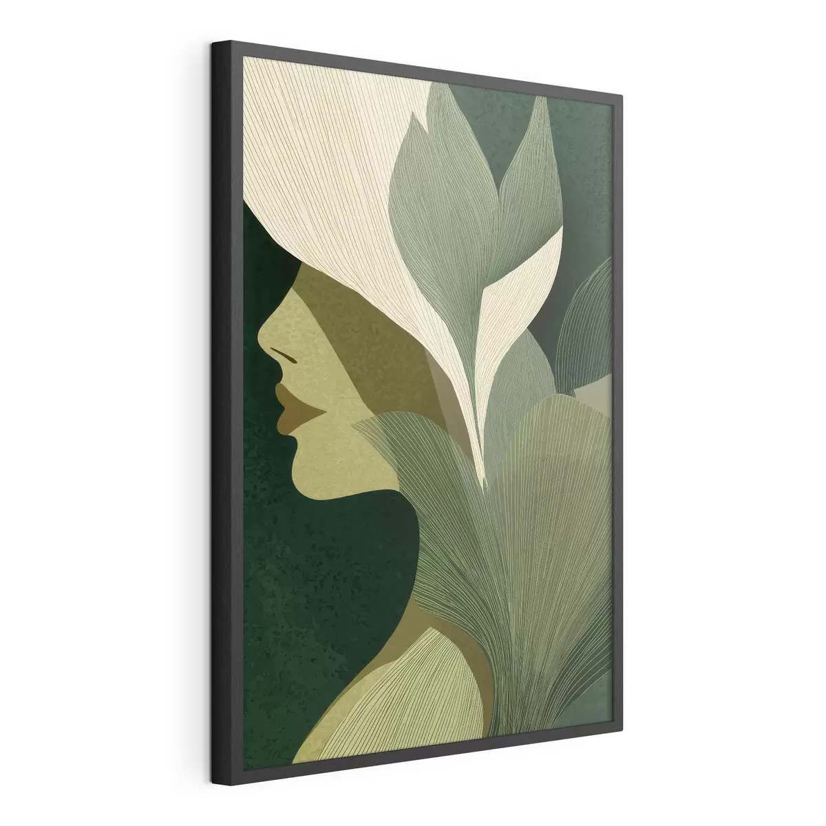 Poster Profilo di una donna con delle foglie f49432