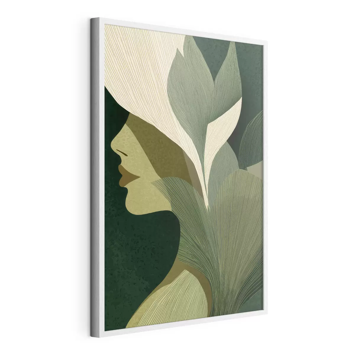 Poster Profilo di una donna con delle foglie f49432