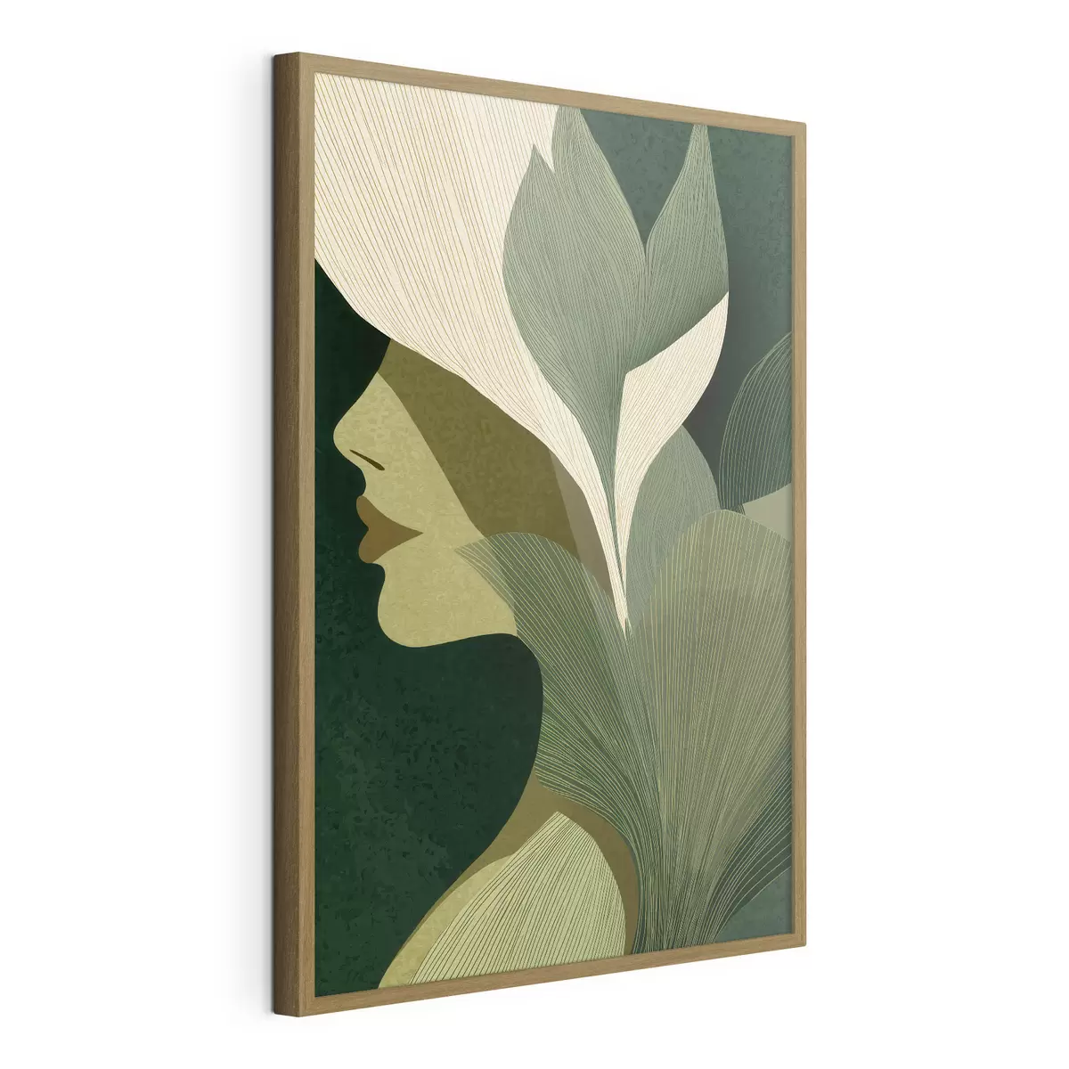 Poster Profilo di una donna con delle foglie f49432