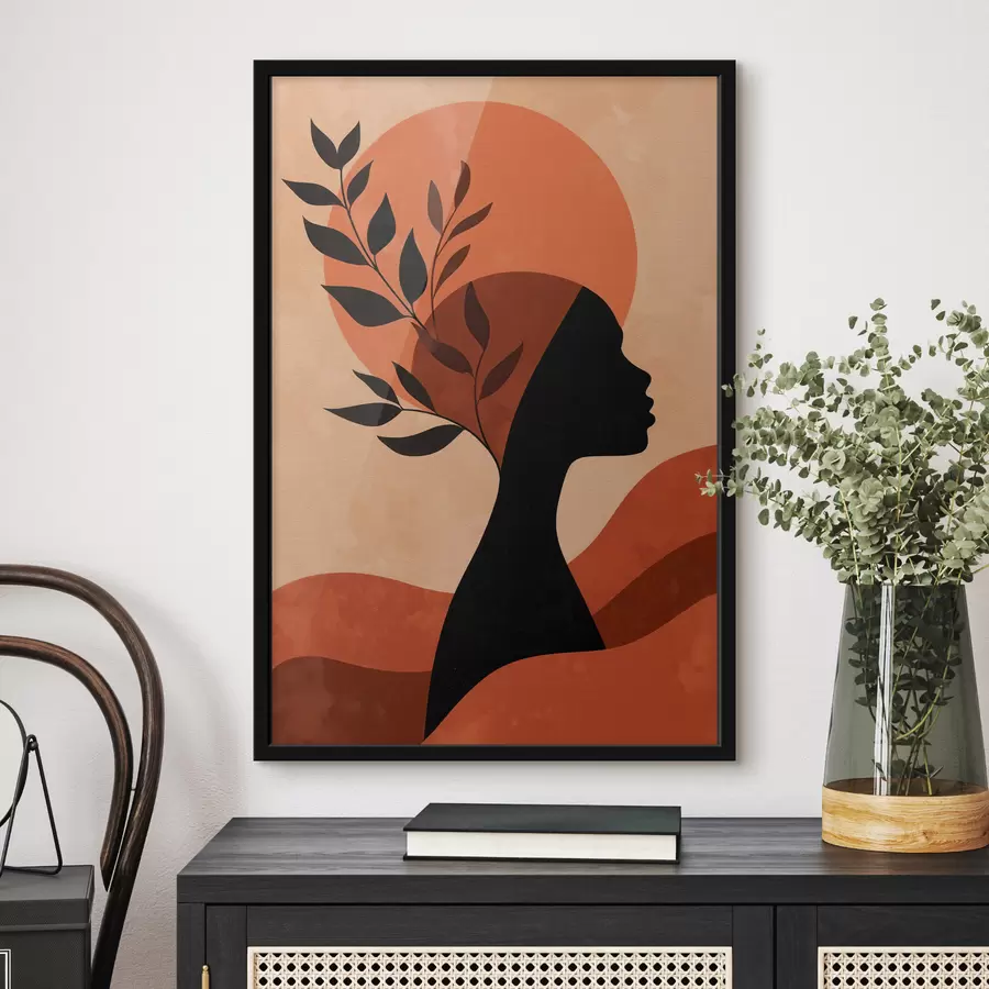 carta da parati Silhouette di una donna con foglie nr. f49440