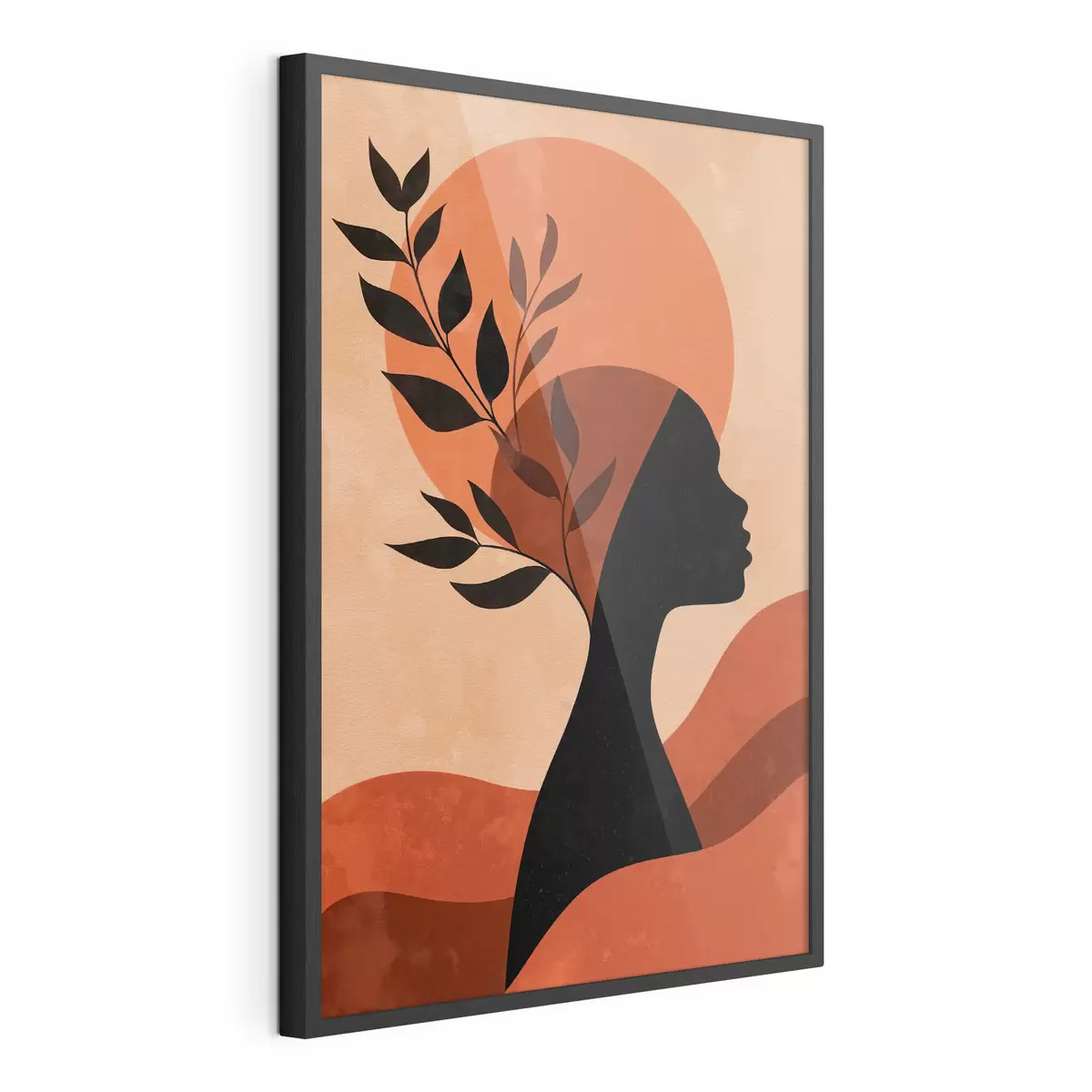 Poster Silhouette di una donna con foglie f49440