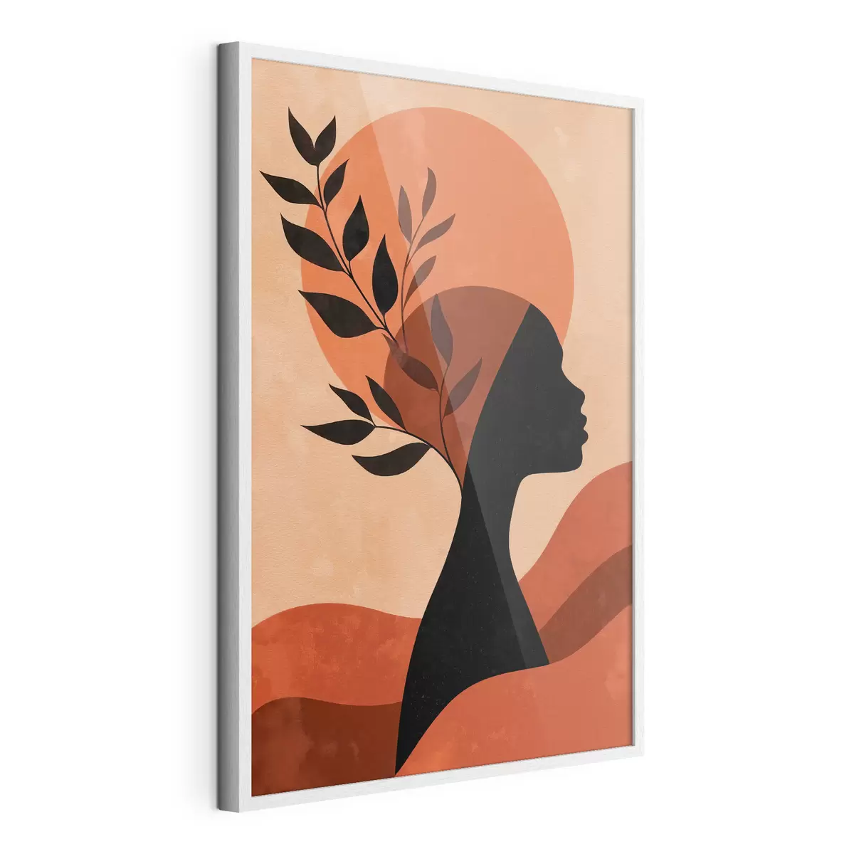 Poster Silhouette di una donna con foglie f49440