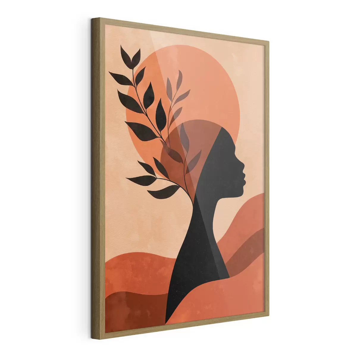 Poster Silhouette di una donna con foglie f49440
