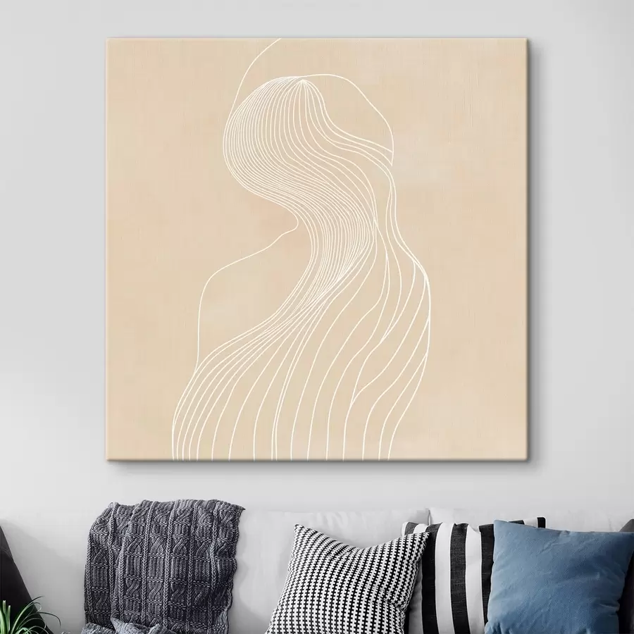 carta da parati Silhouette femminile astratta disegnata con linee bianche in stile minimalista nr. s48875