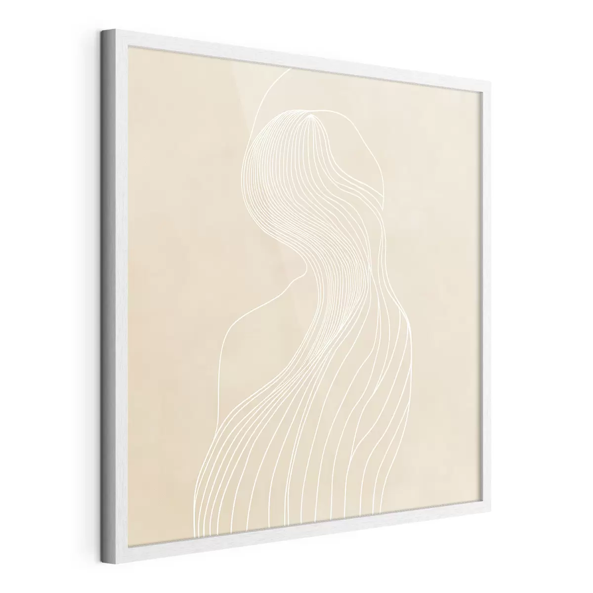 Poster Silhouette femminile astratta disegnata con linee bianche in stile minimalista f48875
