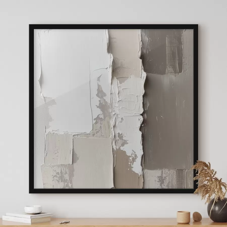 carta da parati Pittura contemporanea in una palette di colori beige e bianco, caratterizzata da un rilievo dalla texture marcata nr. f48878
