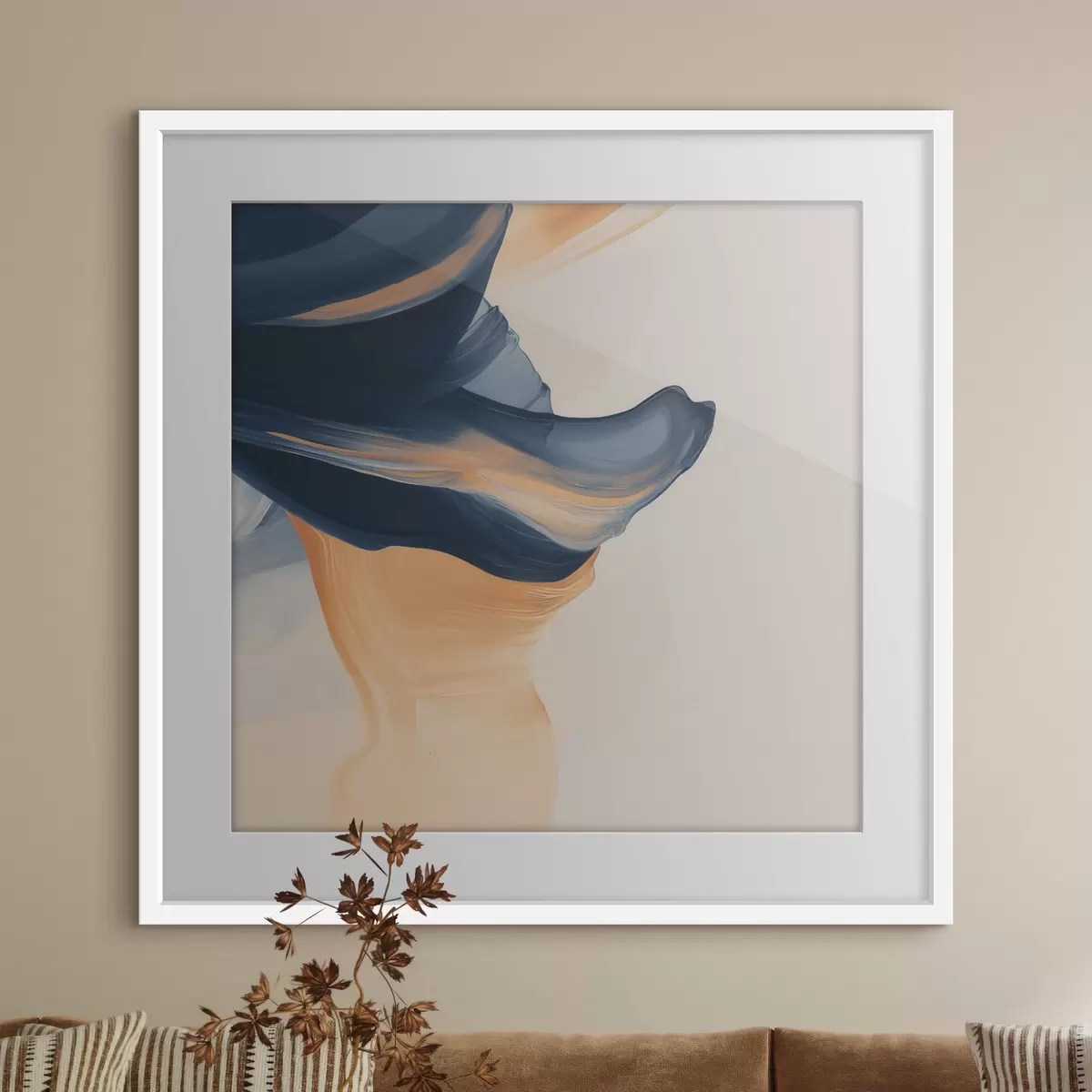 Poster Composizione caratterizzata da tonalità di blu intenso e pesca caldo in uno stile pittorico contemporaneo f48883