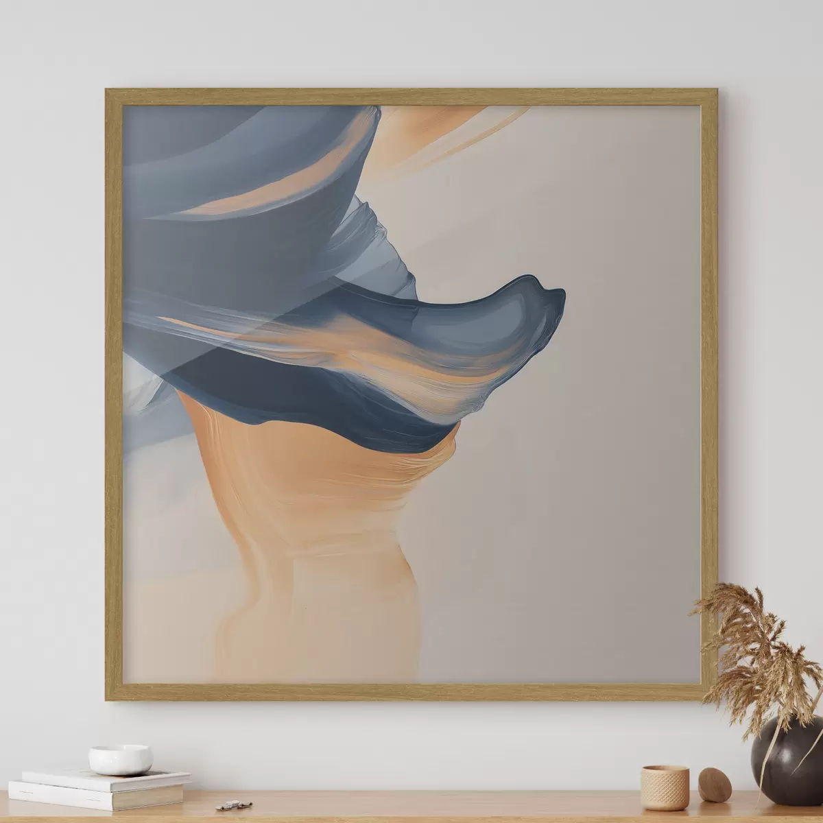 Poster Composizione caratterizzata da tonalità di blu intenso e pesca caldo in uno stile pittorico contemporaneo f48883